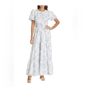 Wayf Blue and White Floral Maxi Dress